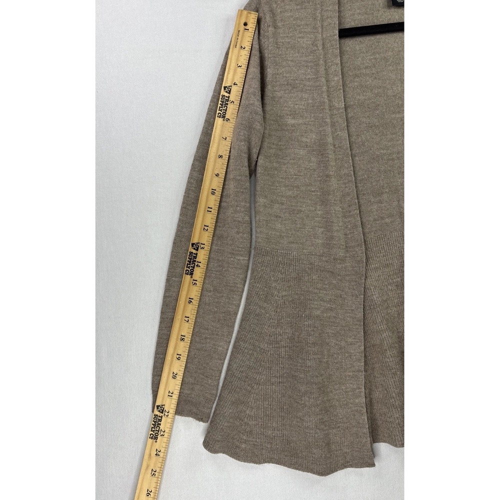 Nanette‎ Lepore Cardigan Women M Taupe Merino Wool Peplum Open Front - Picture 6 of 10